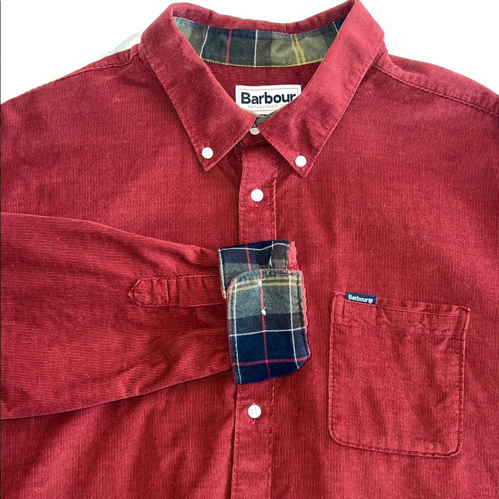 Barbour Men's Ramsey Tailored-Fit Corduroy Flannel‎ Shirt Size XXL Preppy